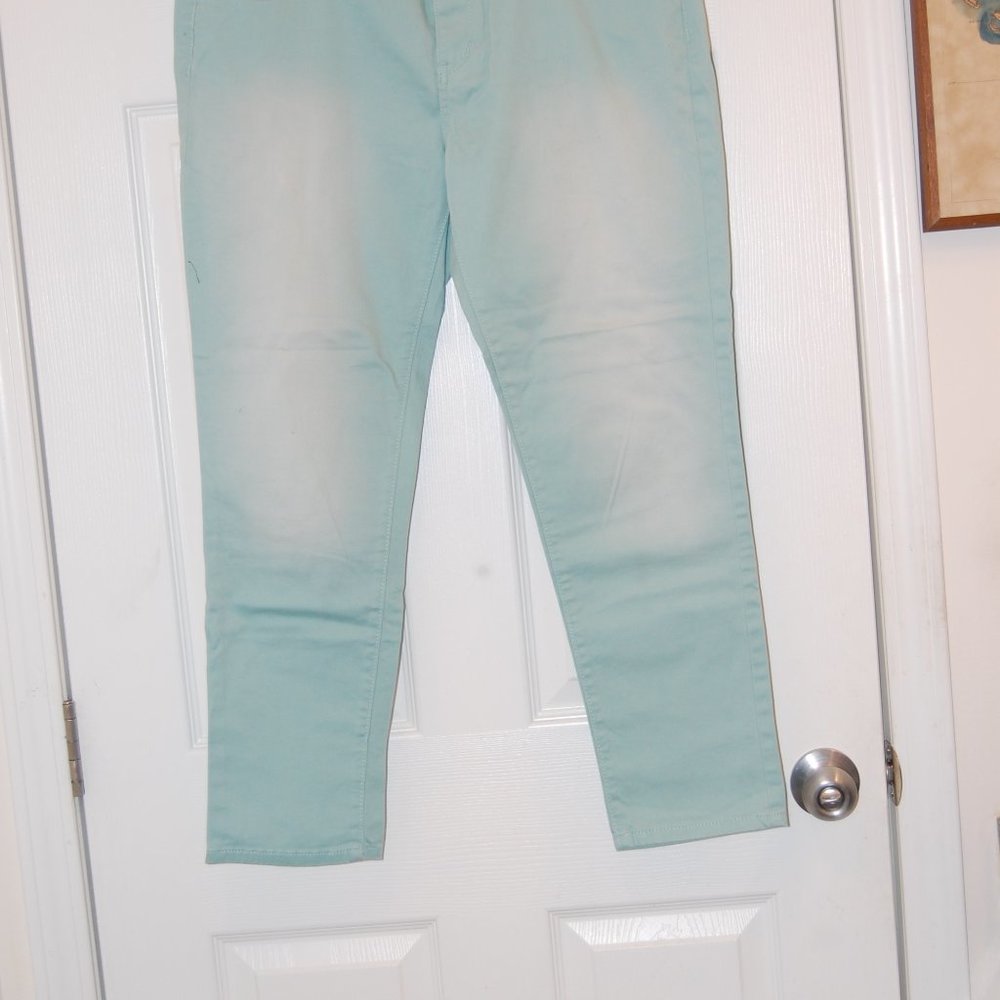 Simply Vera Vera Wang Women's Turquoise/Aqua Faded Skinny Ankle Jeans Size 10 - Picture 6 of 16